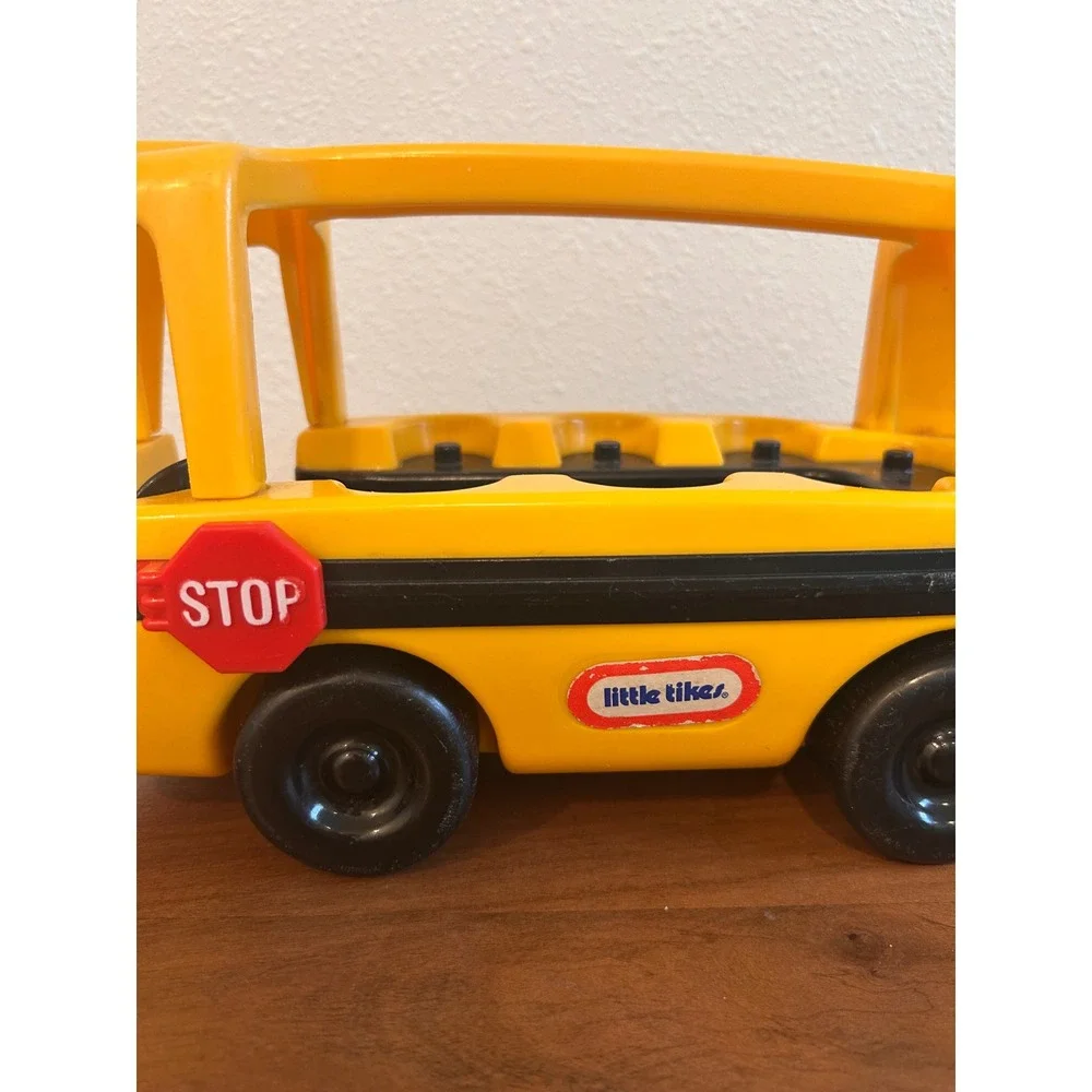 Vintage 1980s Little Tikes Yellow‎ School Bus Toy with Movable Stop Sign